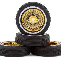 Redcat SixtyFour Whitewall Low Pro Tires & Wheels w/Wheel Nuts (Gold)